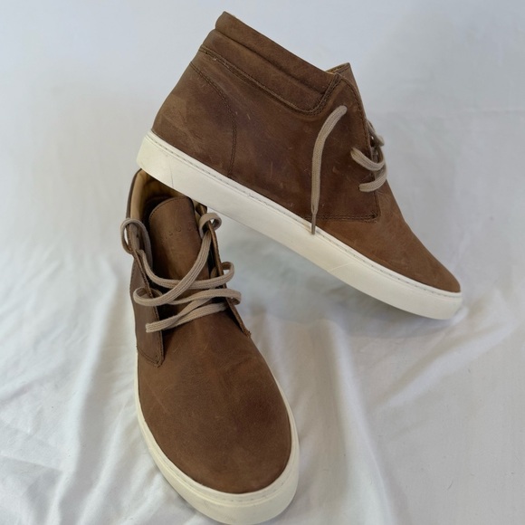 Nisolo Cortez Mid Top Brown Leather Sneaker Waterproof Size 12.5 Vibram Soles - Picture 2 of 9